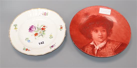 A Minton outside decorated circular dish and a Copenhagen plate largest diameter 25cm